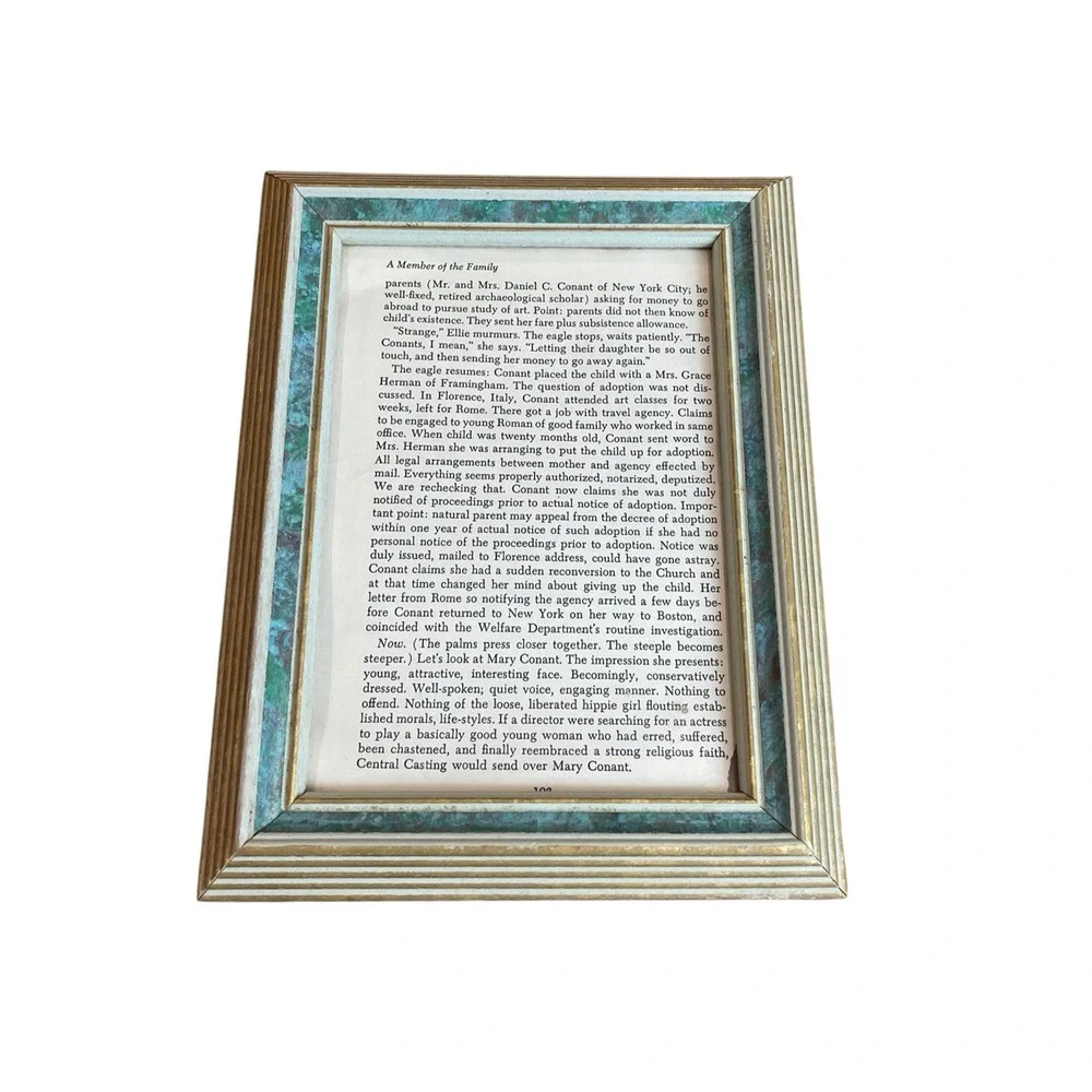 Vintage 90s Green Faux Marble Picture Frame, 4 x 6 Photo, Gold Trim